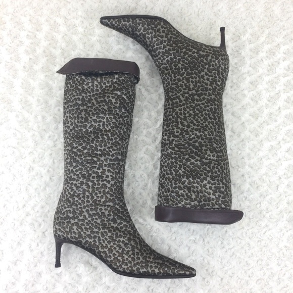 Bottega Veneta Shoes - Bottega Veneta Leopard Print Satin Leather Boots